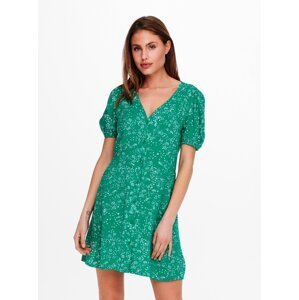 Zelené květované šaty s knoflíky Jacqueline de Yong Staar