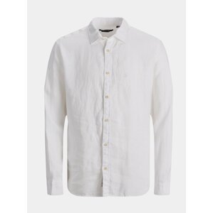 Bílá lněná košile Jack & Jones Plain