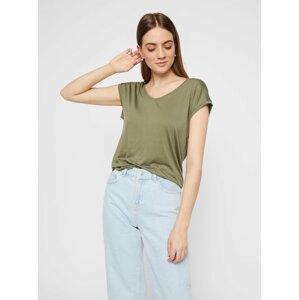 Khaki basic tričko Pieces Billo