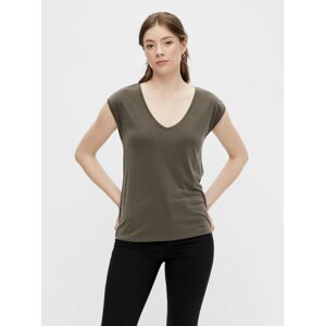 Khaki basic tričko Pieces Kamala