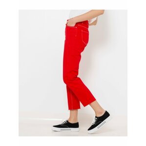 Červené zkrácené džíny s vysokým pasem CAMAIEU