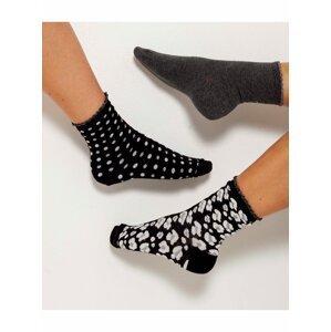 Sada tří párů vzorovaných ponožek  v šedé a černé barvě CAMAIEU