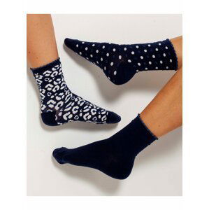 Sada tří párů tmavě modrých vzorovaných ponožek CAMAIEU