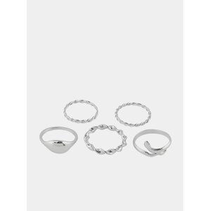 Sada pěti prstenů ve stříbrné barvě Pieces Jifra