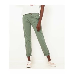 Zelené zkrácené straight fit kalhoty CAMAIEU