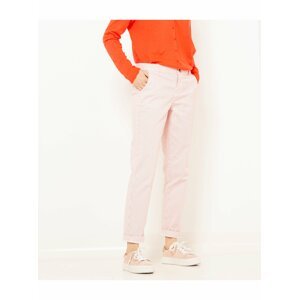 Růžové pruhované straight fit kalhoty CAMAIEU