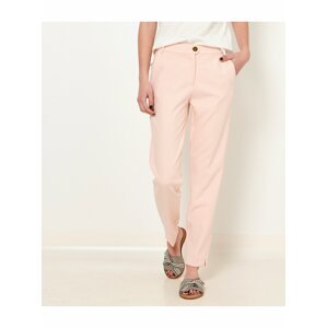 Světle růžové straight fit kalhoty CAMAIEU