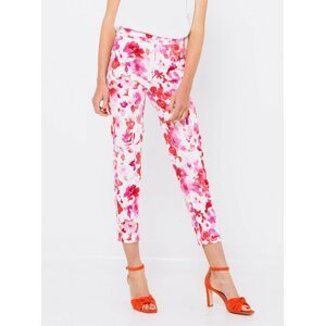 Růžovo-bílé květované kalhoty CAMAIEU