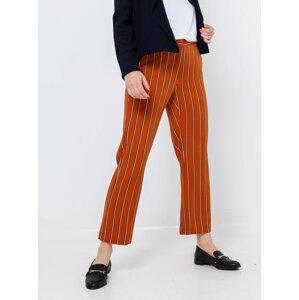 Oranžové zkrácené pruhované kalhoty CAMAIEU