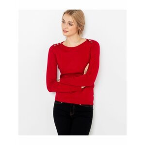 Červený svetr s ozdobnými knoflíky CAMAIEU