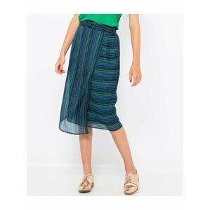 Zeleno-modrá pruhovaná zavinovací sukně CAMAIEU
