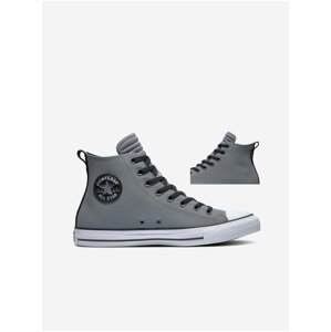 Šedé unisex kotníkové kožené tenisky Converse Chuck Taylor All Star Water-repellant Tec Tuff