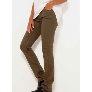 Khaki dámské slim fit kalhoty CAMAIEU