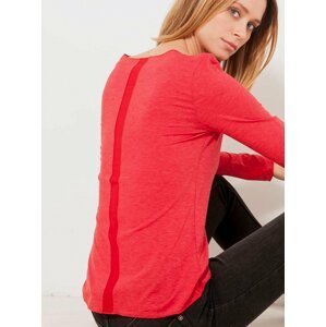 Červené dámské tričko s ozdobným pruhem na zádech CAMAIEU