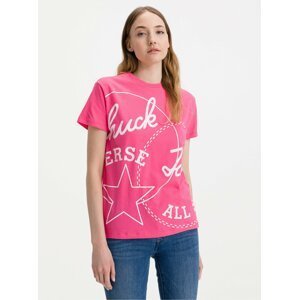 Růžové dámské tričko s potiskem Converse