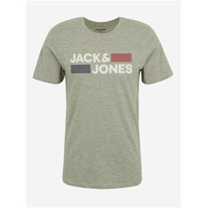 Šedé žíhané tričko s potiskem Jack & Jones