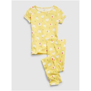 Žluté holčičí dětské pyžamo llama graphic GAP