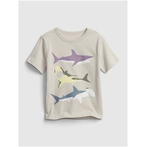 Šedé klučičí dětské tričko sharks graphic t-shirt GAP