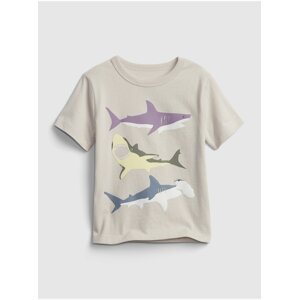 Šedé klučičí dětské tričko sharks graphic t-shirt GAP