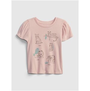 Růžové holčičí dětské tričko animals graphic t-shirt GAP