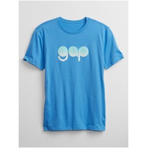 Modré pánské tričko GAP Logo gradient t-shirt