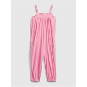 Růžový holčičí dětský overal strappy bubble jumpsuits GAP