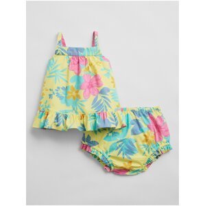 Žluté holčičí baby plavky floral outfit set GAP