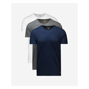 Sada tří pánských basic triček v bílé, šedé a modré barvě Polo Ralph Lauren