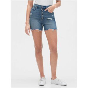 Modré dámské kraťasy Džínové 3.5" high rise button-fly destructed denim shorts