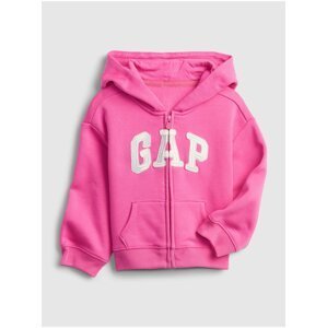 Růžová holčičí mikina GAP Logo full zip hoodie
