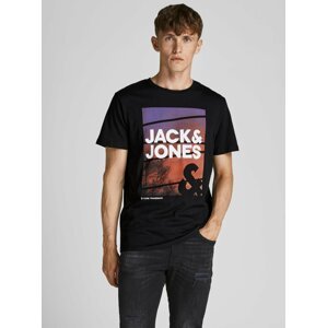 Černé tričko s potiskem Jack & Jones Urban