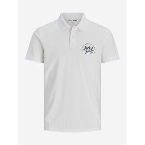 Bílé polo tričko s nápisem Jack & Jones Kimbel