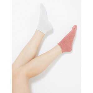 Růžovo-bílé kotníkové ponožky CAMAIEU