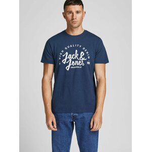 Tmavě modré tričko s nápisem Jack & Jones Kimbel