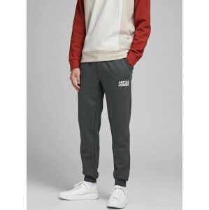 Tmavě šedé tepláky s nápisem Jack & Jones Gordon