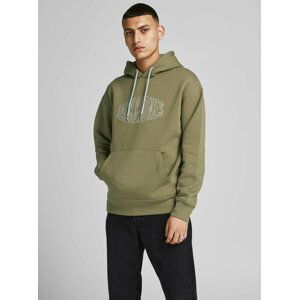 Khaki mikina s kapucí Jack & Jones World Sweat