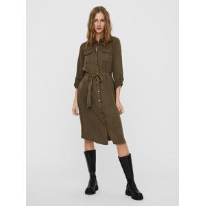 Khaki košilové šaty VERO MODA Sally