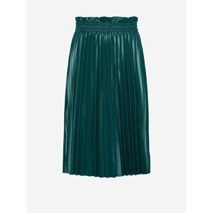 Tmavě zelená plisovaná koženková sukně VERO MODA Nellie