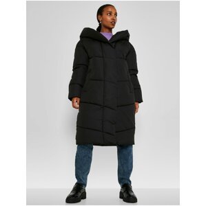 Černý prošívaný oversize kabát s kapucí Noisy May Tally