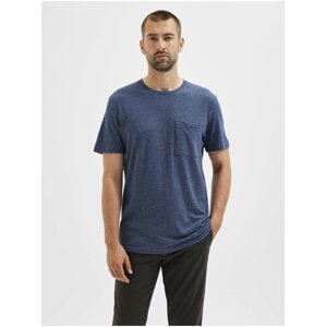 Tmavě modré pánské žíhané tričko s kapsou Selected Homme Decker