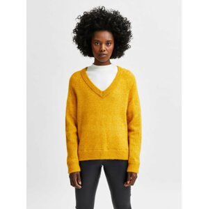 Žlutý vlněný svetr Selected Femme Lulu