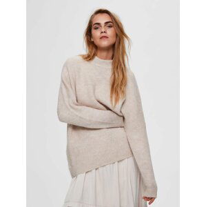 Krémový volný vlněný svetr Selected Femme Fulu