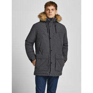 Tmavě šedá parka s kapucí Jack & Jones Super