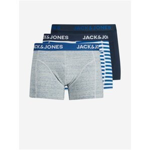Sada tří boxerek v šedé a modré barvě Jack & Jones Amersfoort