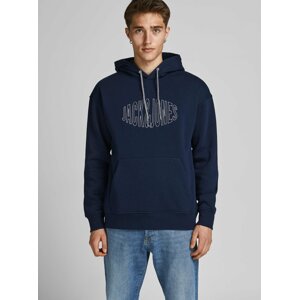 Tmavě modrá mikina s kapucí Jack & Jones World Sweat