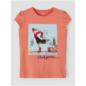 Oranžové holčičí tričko s potiskem name it Popeye