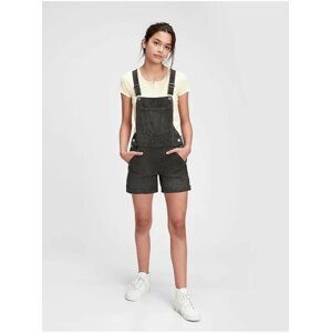 Černé holčičí kraťasy džínové s laclem black denim shortall