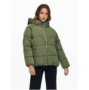 Zelená dámská prošívaná zimní bunda s kapucí ONLY Alina