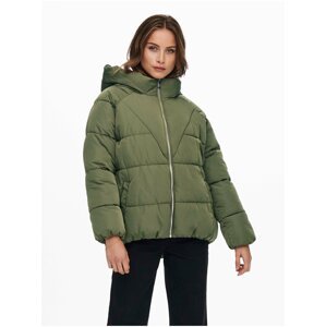 Zelená dámská prošívaná zimní bunda s kapucí ONLY Alina