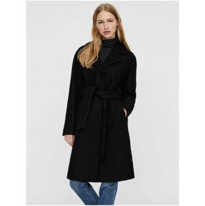 Černý dámský zimní kabát se zavazováním VERO MODA Twirlisia